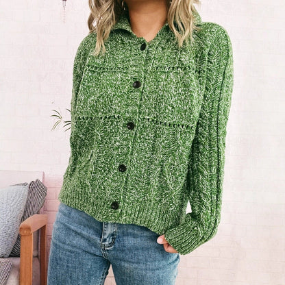 Damen Strickjacke Strukturiertes Zopfdesign Knopfverschluss Norvielle