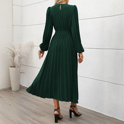 Damen Maxikleid mit Gürtel Tailliert Norvielle