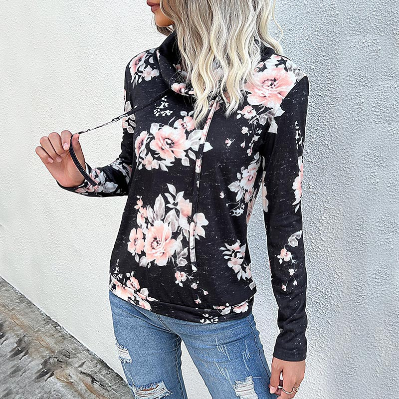 Damen Pullover Floralmuster Hochkragen Norvielle