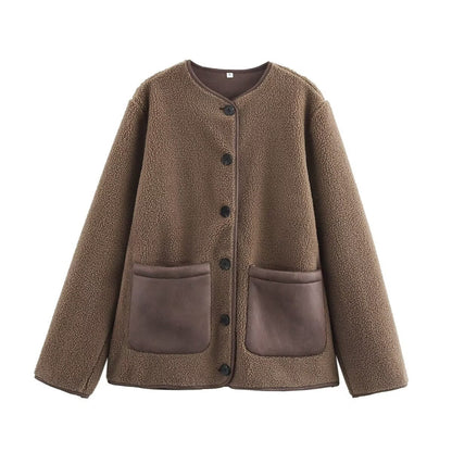 Damen Fleecejacke mit Taschen und Knöpfen Norvielle