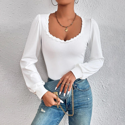 Damen Langarmshirt Rüschendekoration Tailliert Norvielle - Norvielle
