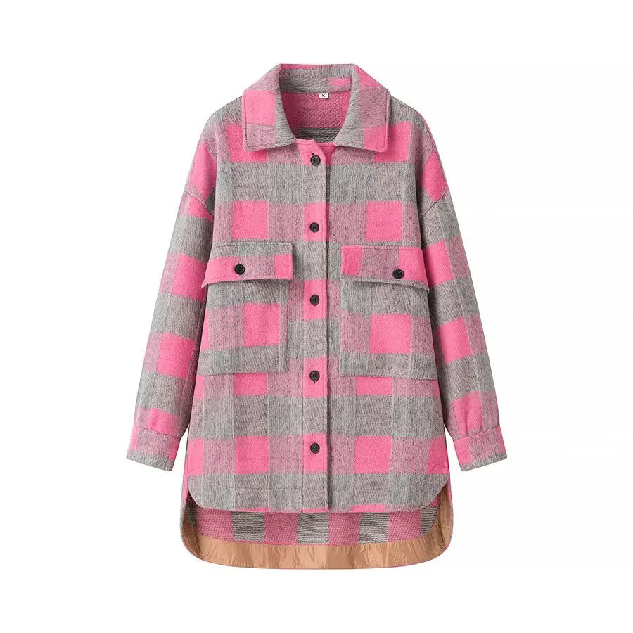 Damen Oversized Flanelljacke Karomuster Norvielle