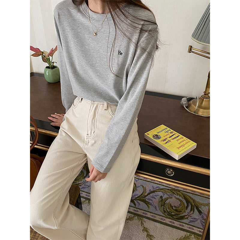 Damen Langarmshirt Minimalistisch Leicht Norvielle - Norvielle