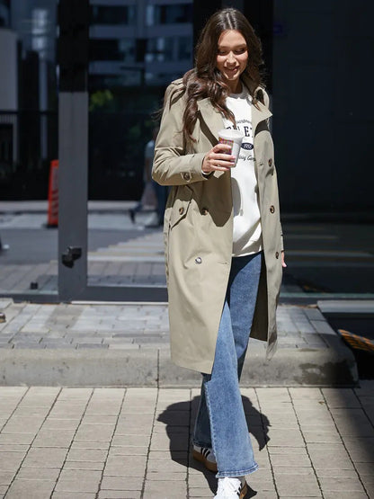 Damen Trenchcoat Doppelter Knopfleiste Taillengürtel Norvielle