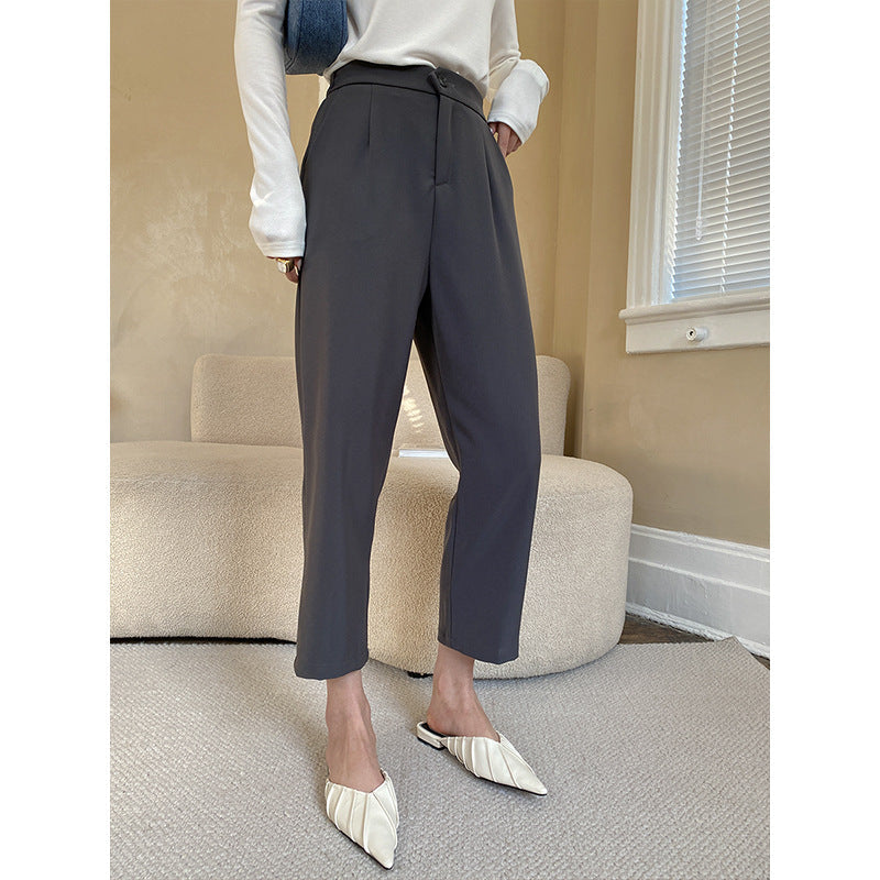 Damen Cropped-Hosen Hochtaillen-Modell mit Falten