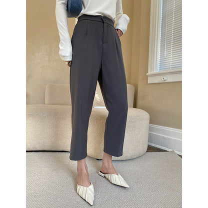 Damen Cropped-Hosen Hochtaillen-Modell mit Falten