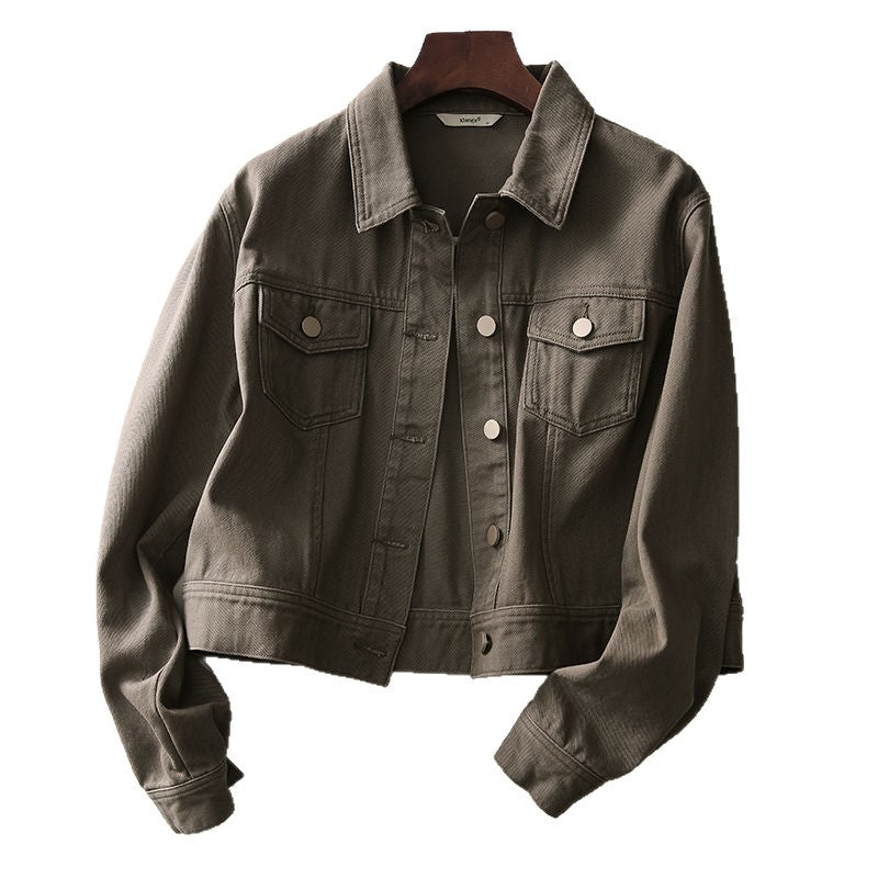 Damen Denim-Kurzjacke mit Druckknöpfen