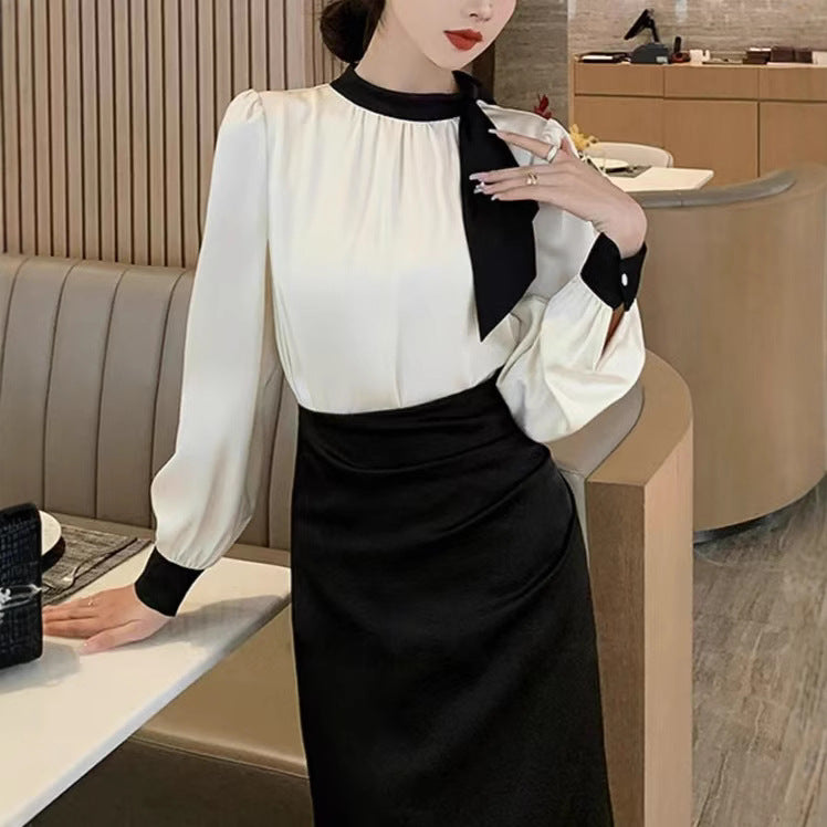 Damen Wickelkleid Rüschen Knotendetail Elegant Schwarz - Norvielle