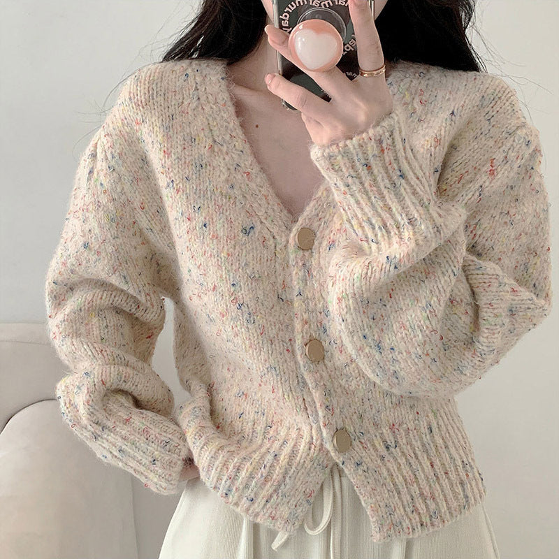 Damen Grobstrick Cardigan V-Ausschnitt Knöpfe Norvielle - Norvielle
