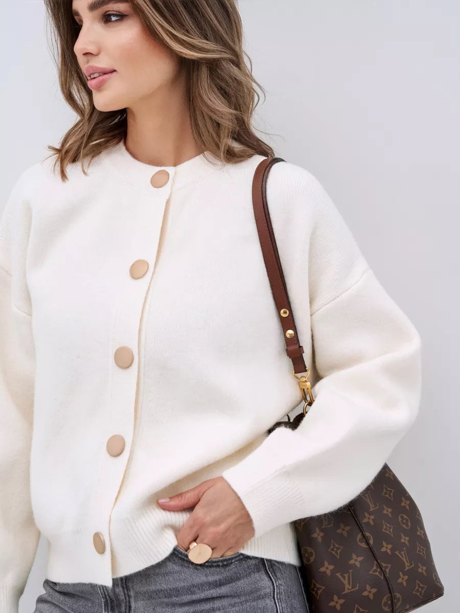 Damen Strickjacke Großknöpfe Lässiger Schnitt Norvielle