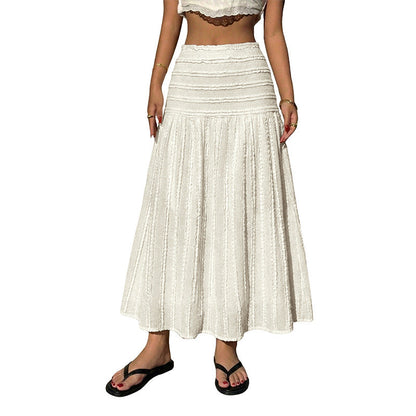 Damen Maxirock Elastischer Bund Feine Textur