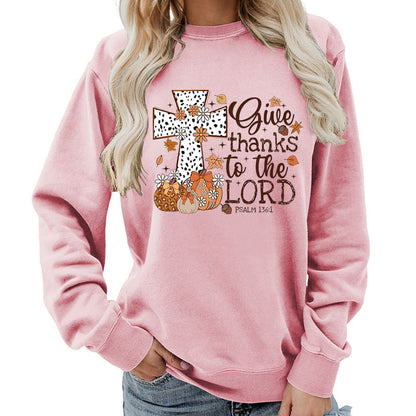 Damen Sweatshirt mit Kreuz-Aufdruck Herbstlich