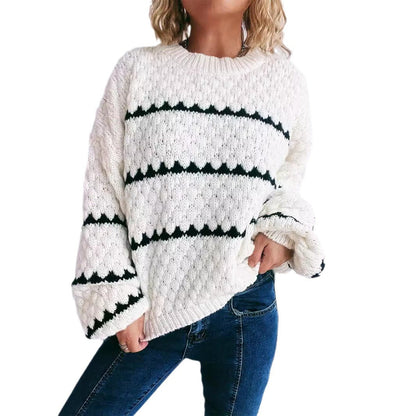 Damen Pullover Grobgestrickt Lässiger Schnitt Norvielle