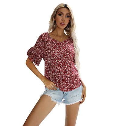 Damen Bluse Floralmuster Lässiger Schnitt Norvielle
