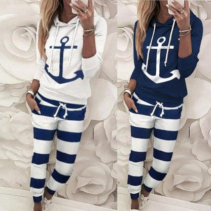 Damen Hoodie Maritim Ankerdesign Weich Schwarz - Norvielle