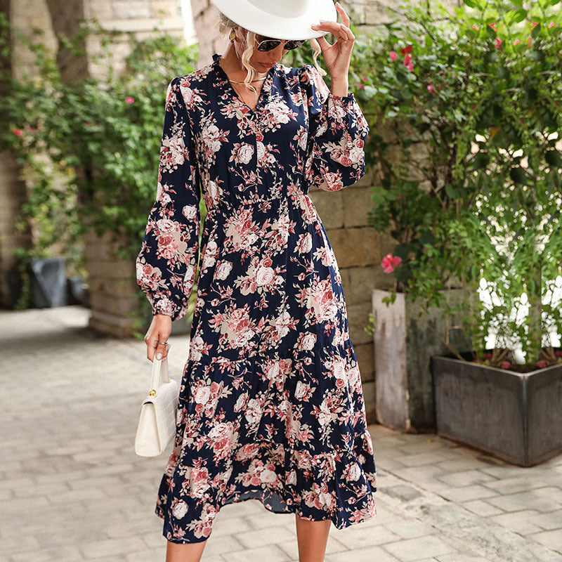 Damen Maxikleid Florales Volantdesign Norvielle
