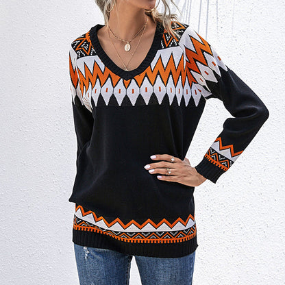 Damen Strickpullover Asymmetrischer Ausschnitt Kunststoffmuster