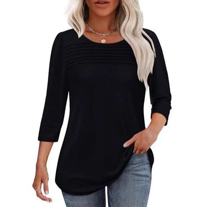 Damen Langarmshirt Plissee-Details Norvielle