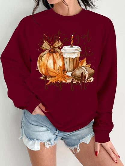 Damen Sweatshirt Herbstlich Motiv Druck Norvielle