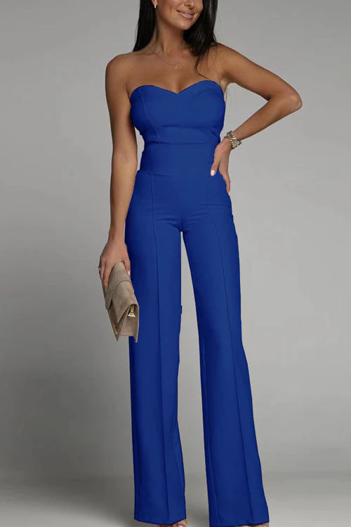 Damen Jumpsuit Herzförmiger Ausschnitt Weites Bein Norvielle