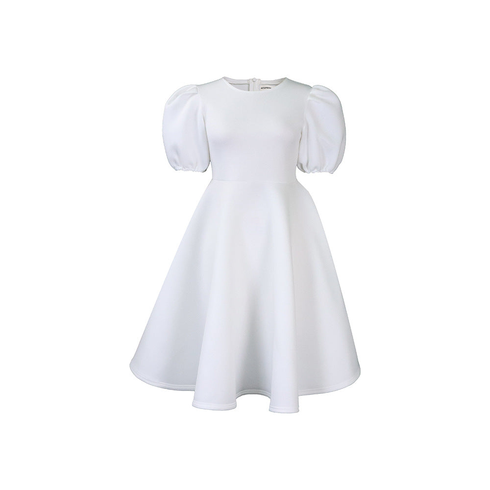 Damen Midikleid Voluminöse Puffärmel Schwingender Rock Norvielle