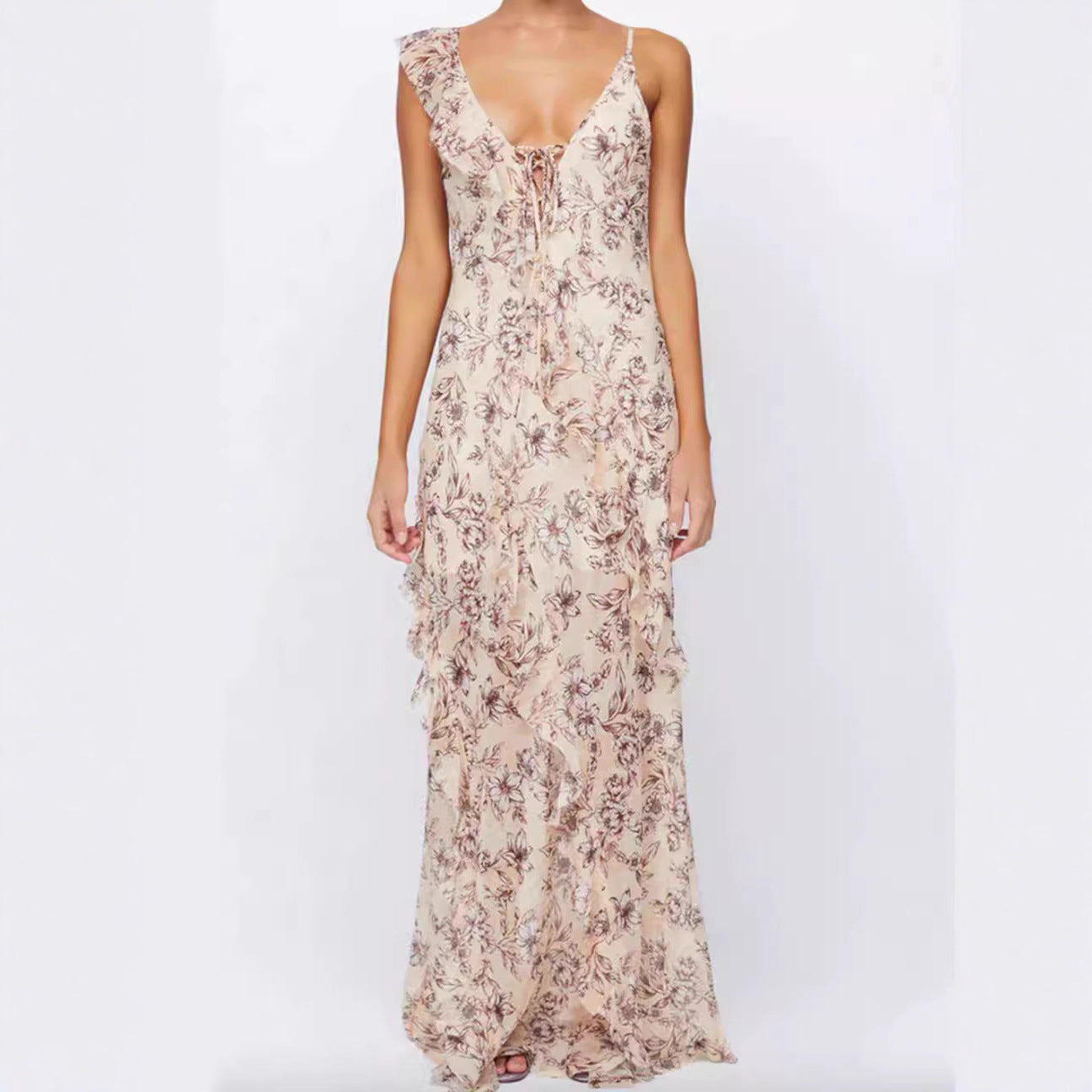 Damen Maxikleid Sommer Florale Prints Norvielle