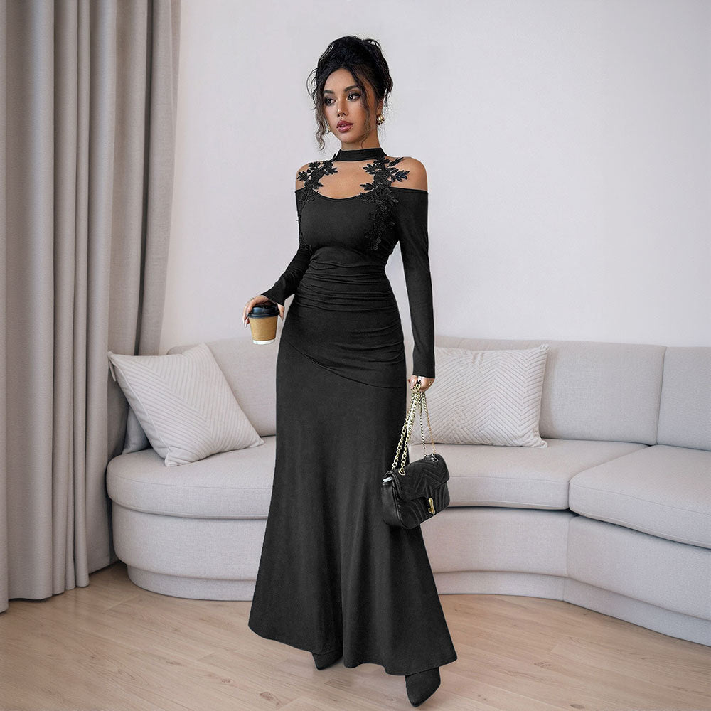 Damen Abendkleid Figurbetont Schulterfrei Floral Norvielle