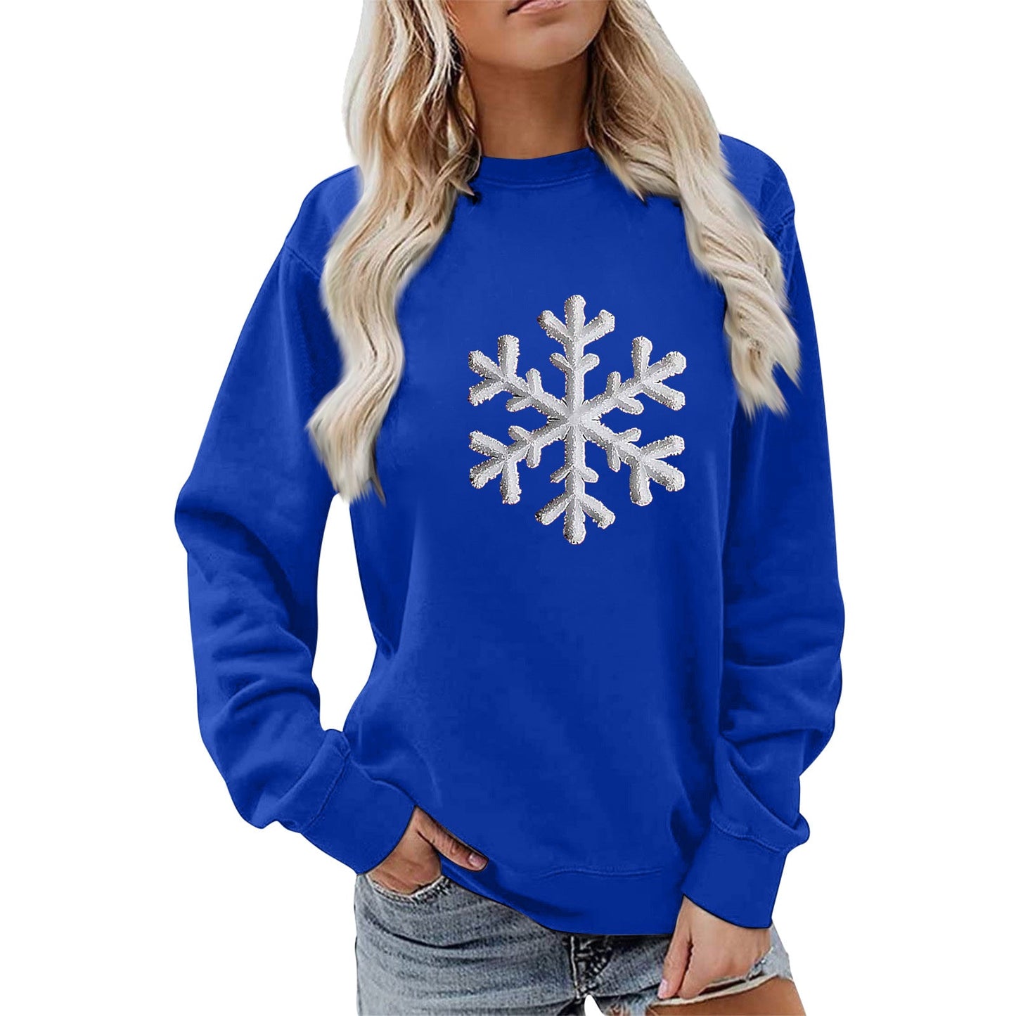 Damen Sweatshirt Schneeflockenmotiv Lässig Norvielle