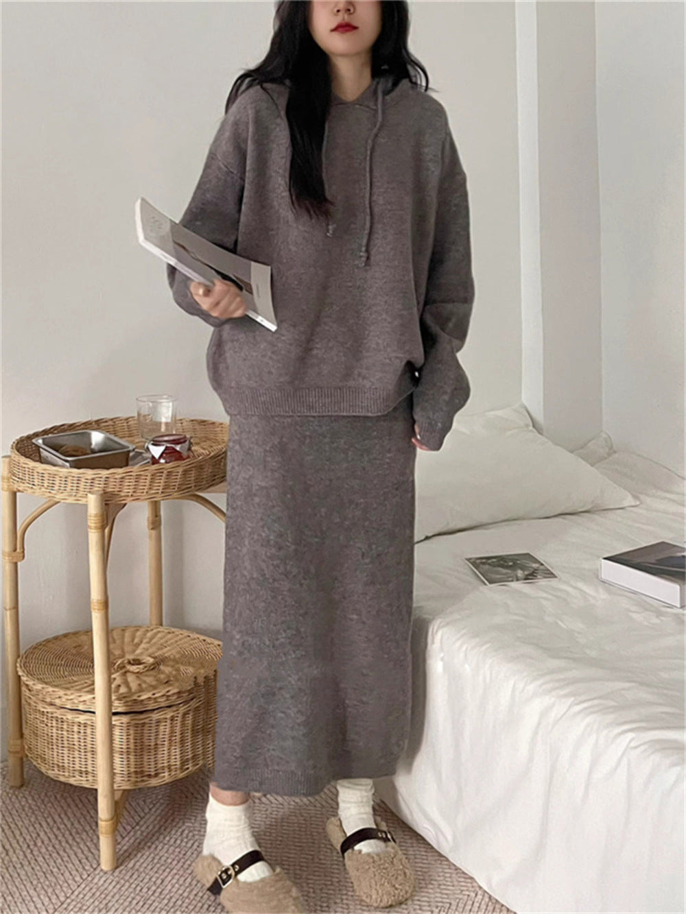 Damen Hoodie-Kleid Eleganter Schnitt Taschen