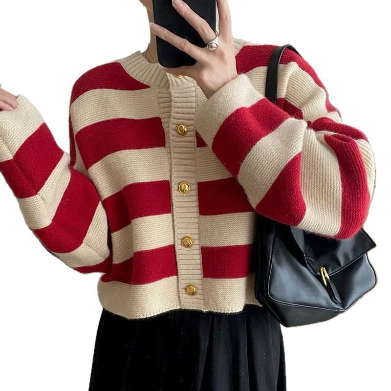 Damen Oversize Strickpullover mit Knöpfen Norvielle