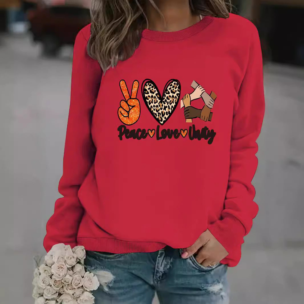 Damen Sweatshirt Peace Love Unity Motiv Norvielle