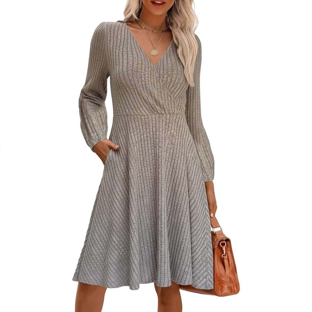 Damen Minikleid Viskose Strukturiert Voluminöse Ärmel