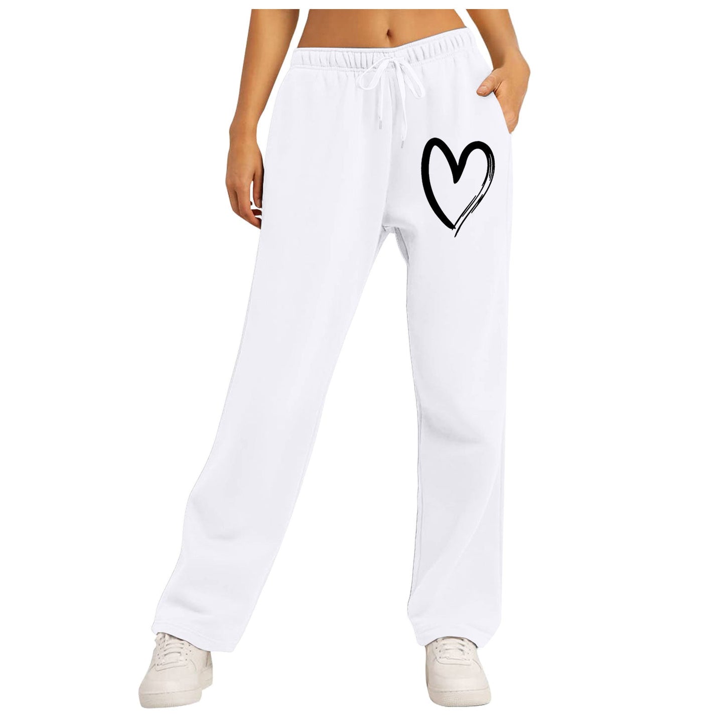 Damen Freizeithose Elastischer Bund Herzmotiv Norvielle