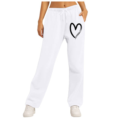 Damen Freizeithose Elastischer Bund Herzmotiv Norvielle