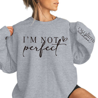 Damen Oversized Sweatshirt Statement-Print Grau