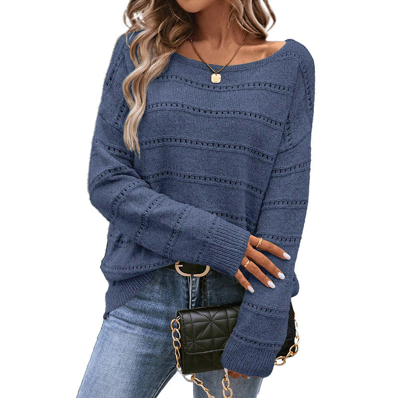 Damen Strickpullover Weit Geschnitten Luftige Struktur Norvielle