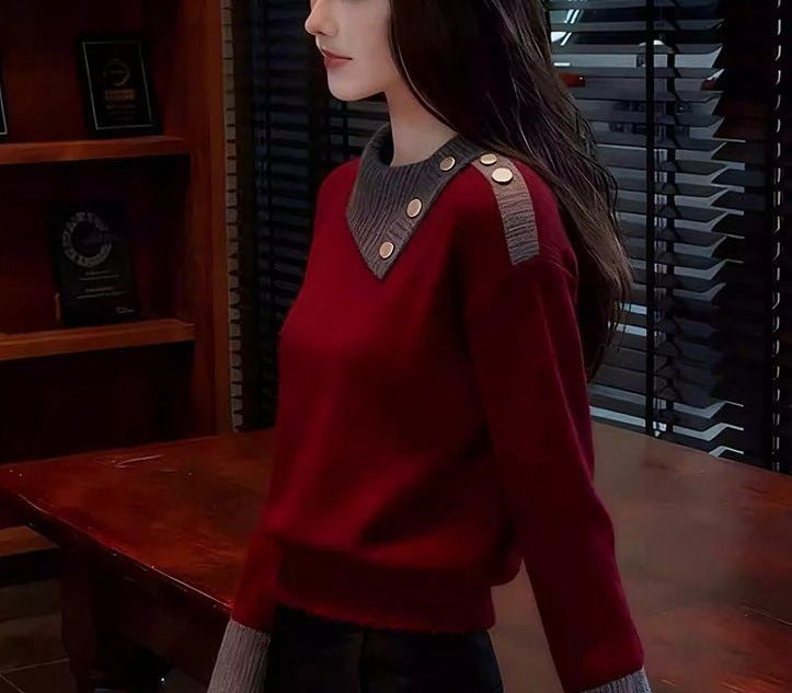 Damen Piqué Pullover mit Knöpfen Norvielle