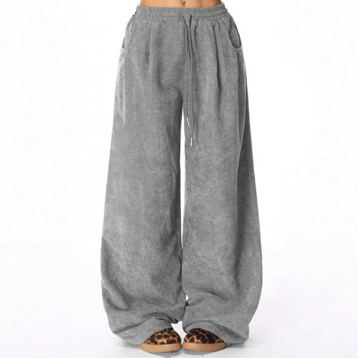 Damen Cordhose Weit Elastischer Bund