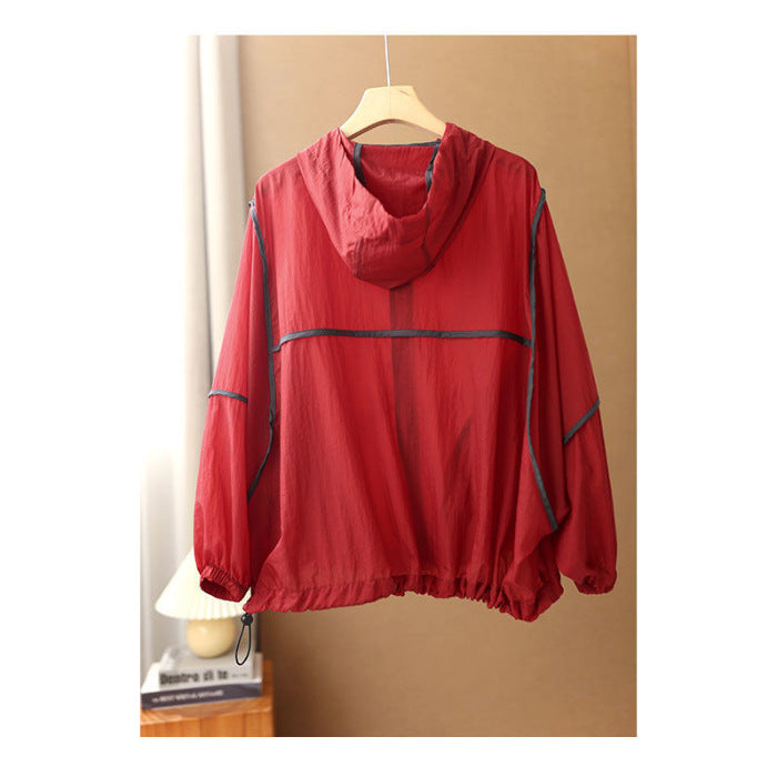 Damen Leichte Kapuzenjacke Elastischer Saum Reflektierend