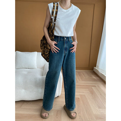 Damen High-Waist Jeans Weites Bein Lässig Norvielle