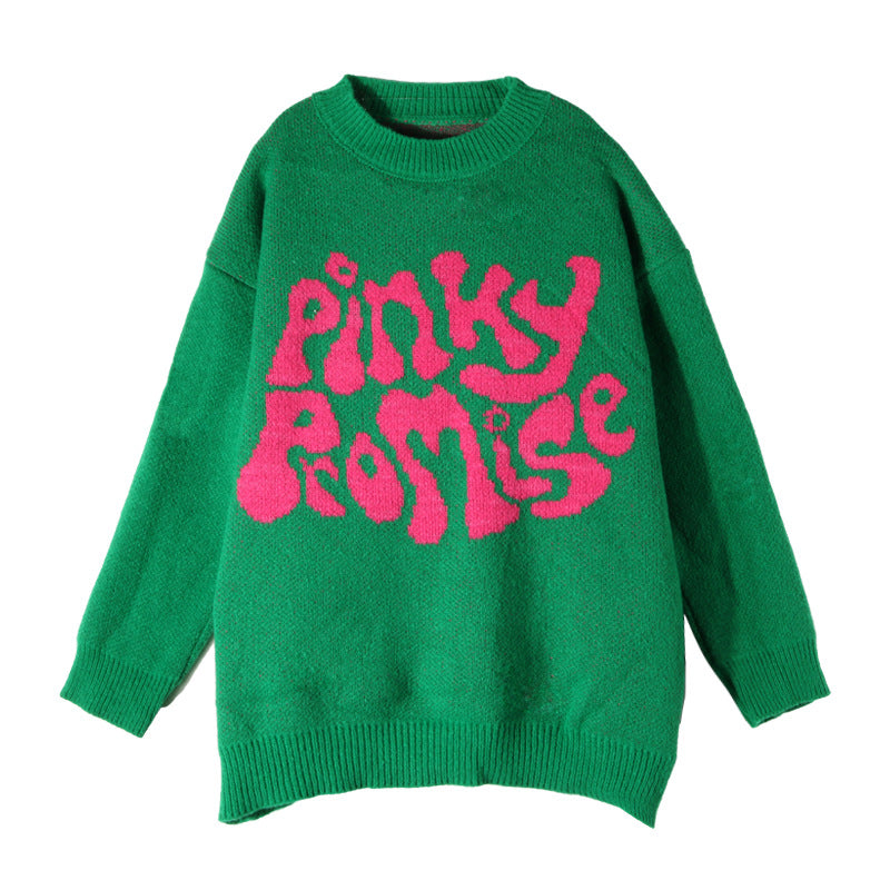 Damen Grobstrickpullover Lässiger Schnitt Mit Schriftzug Norvielle