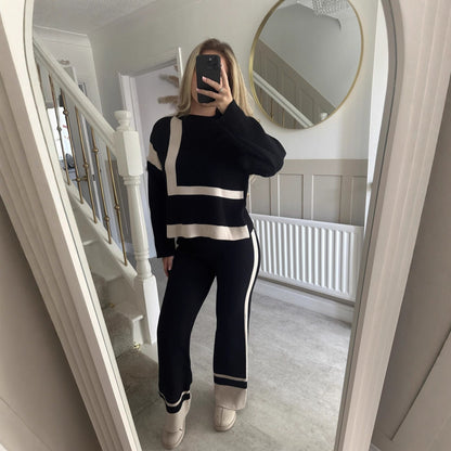 Damen Strick-Loungewear-Set geometrisches Muster Norvielle