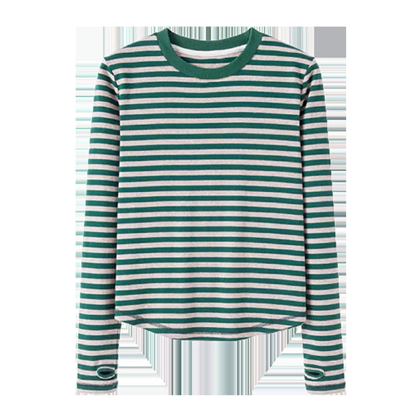 Damen Longsleeve-Shirt Streifenmuster Daumenlöcher Norvielle