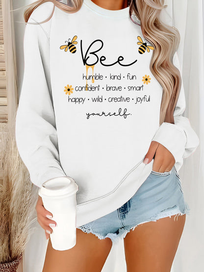 Damen Sweatshirt Bienenmotiv Positiv