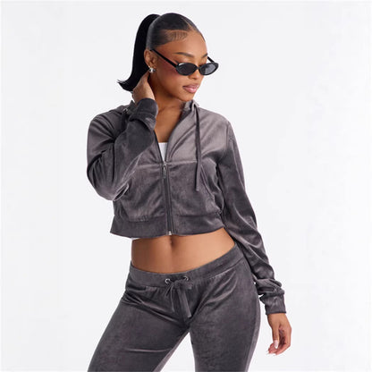 Damen Cropped Kapuzenjacke Stylischer Reißverschluss Praktische - Norvielle