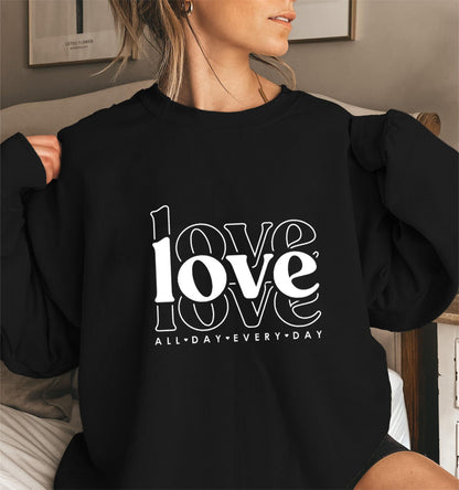 Damen Sweatshirt Voluminöse Ärmel Moderner Love-Print Norvielle