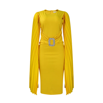 Damen Abendkleid Figurbetont Rüschen Glitzer Gürtel