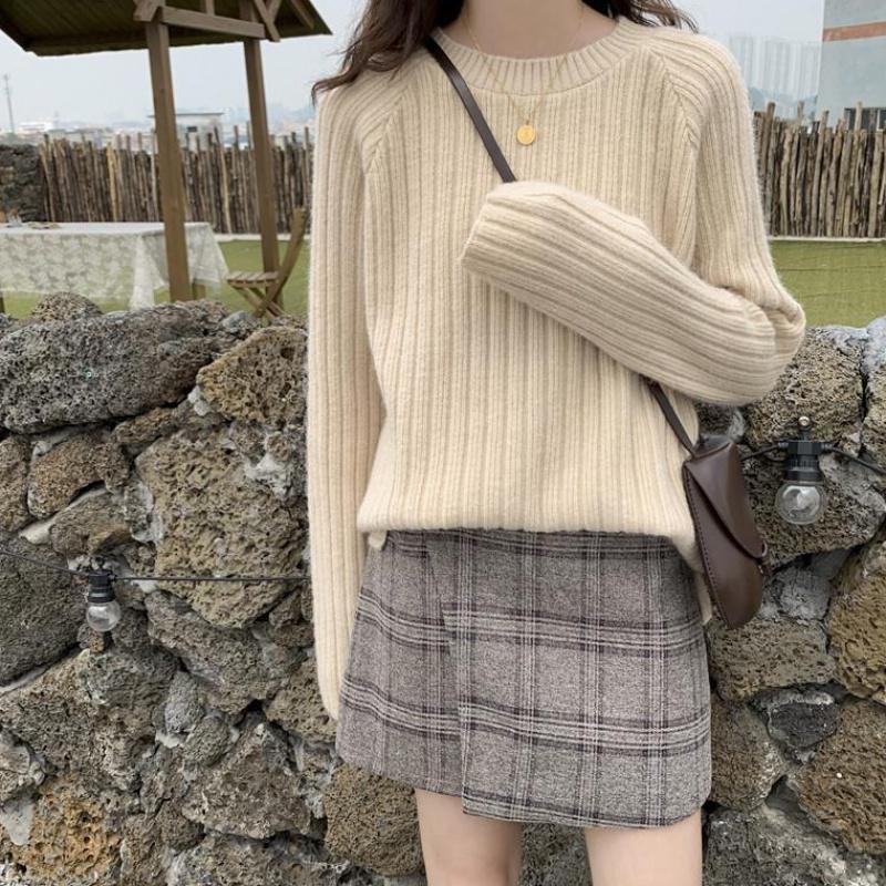 Damen Rippenstrickpullover Gemütlich Norvielle