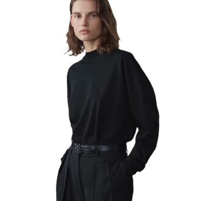 Damen Langarmshirt Hochgeschlossener Stehkragen Norvielle