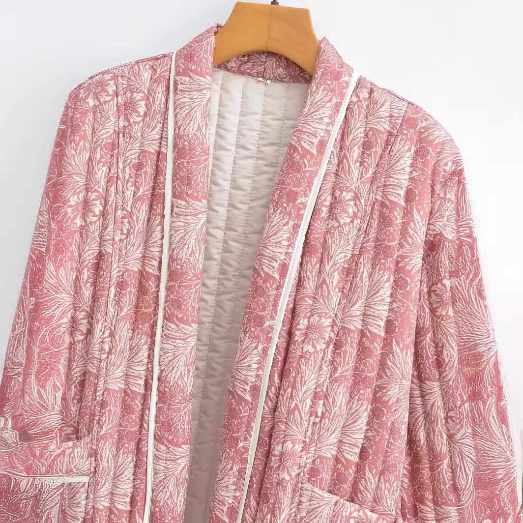 Damen Gesteppte Jacke mit Floralem Muster